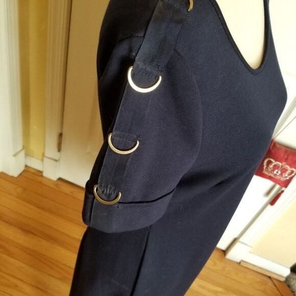 NAVY BLUE FIT N FLARE DRESS - Picture 5 of 6